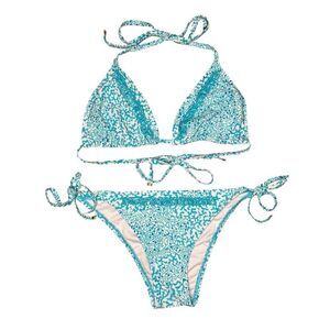 Michael Kors Women’s M/L Two-Piece Bikini Swimsuit Blue Beaded